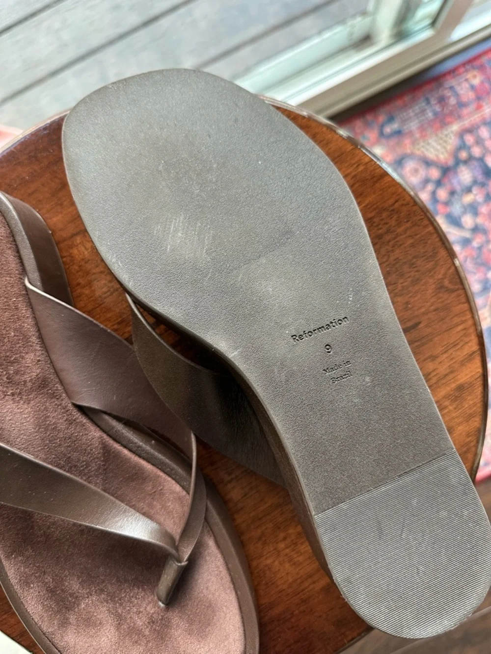 Reformation Eden Platform Thong Espresso Leather Suede Sandals Shoes